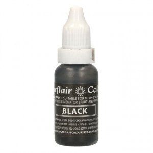 Nero. Vernice a Gocce. Per Panna Creme Burro e Pasta di Zucchero. 14 ml. Sugarflair