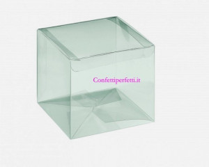 Set di 12 Scatole quadrate in PVC trasparenti 80x80x80 mm.