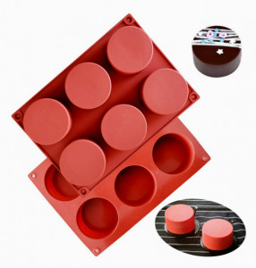 6 Cavità ø 5.7 mm x h 2.5 cm. Stampo in silicone per Muffin, Brownie, Cupcake e Dolci.