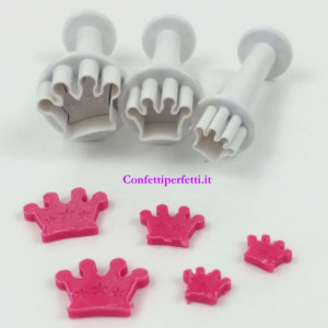 Corona. Set di 3 mini stampi ad espulsione. Originale Dekofee
