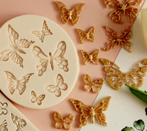 Farfalle decorate. Stampo in silicone in 6 dimensioni