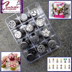 Fiori Diretti. Set 12 cornetti. Beccuccio Russi. Decora. Cofanetto 1