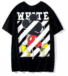 Maglietta Nera. Topolino. Off White T Shirt Mickey Mouse