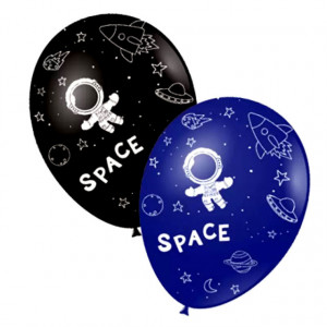 Palloncino Spazio con Astronauta in Lattice di 27 cm. Nero e Blu
