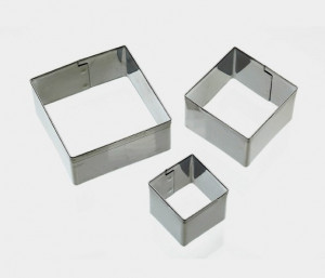 Quadrato. Set di 3 Maxi Stampi Tagliapasta in acciaio inox.