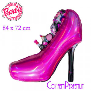 Scarpa Barbie tacco alto. Grande Palloncino in Maylar di 84 x 72 cm. Gonfiabile a Elio o Aria. Cartoni animati