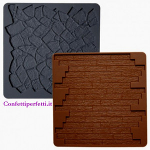 Set 2 stampi di Muro Legno Mattoni e Pietra. Silicone. Wilton