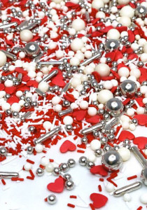 Sprinkle Glitter di Zucchero. Cuori Rossi Natale. Winter Tale. 100 gr.