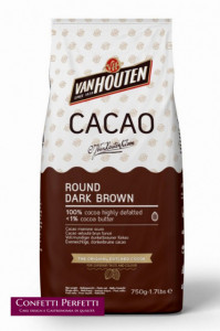 Cacao Amaro Dark magro. 1% Burro di Cacao. 750 gr. Senza Glutine. VanHouten Callebaut