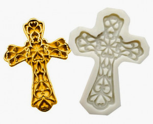Grande Croce decorata di 13.5 cm. Stampo in silicone