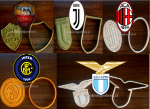 Juventus AS Roma SS Lazio Milan e Inter. Stampo biscotti Calcio