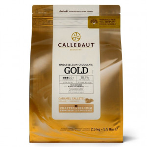 Oro.Cioccolato con Caramello intenso. Callets Gold. Callebaut