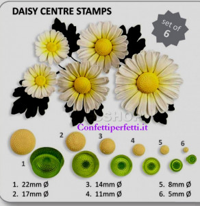 Polline Fiori e centro Margherita. 6 stampi in plastica