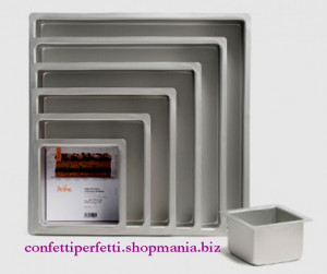 Teglia Professionale Quadrata dritta altezza 10 cm. Tortiera in Alluminio anodizzato da 10 a 40 cm. Decora