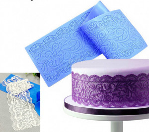 40 x 9.8 x 0.3 cm. Bordo Pizzo. Grande Stampo in silicone. Flower Wedding Cake Silicone Beautiful Flower Lace