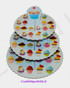 Alzata in Cartoncino a 3 piani per Cup Cake e Muffin 35 cm.
