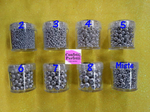 Argento Perle Lucide di zucchero. Da 2 a 8 mm
