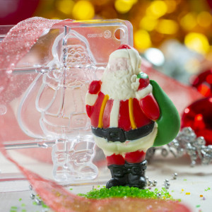 Babbo Natale in 3/D fronte retro. Stampo con 2 Cavità. Policarbonato Rigido. Decora