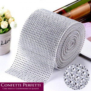 Bianco. Bordo Strass Alto 10 cm con 24 file