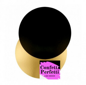 Diametro 32 cm. 4 mm. Cake Board Oro/Nero. Vassoio Sottotorta