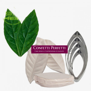 Grande Foglia di Rosa di 9 x 4 cm + 4 Cutter in metallo. Grande Stampo di 2 Venatori in silicone