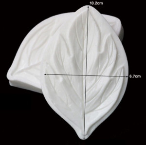 Grande Foglia Peonia di 10.2 x 6.7 cm. Alta definizione. 2 Venatori in silicone