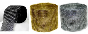 Oro Argento e Nero. Bordo Strass Alto 10 cm con 24 file