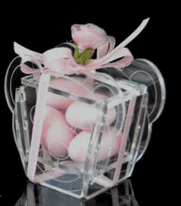 Scatolina bomboniera "ORSETTO" plexiglass trasparente. Vuota o Confezionata