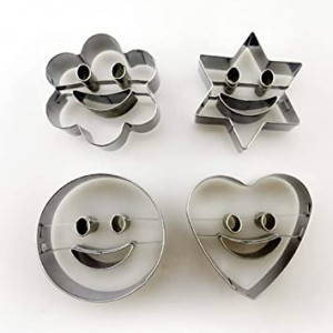 Smile con Stella Fiore Cuore e Cerchio.Set di 4 Stampi Tagliapasta in Metallo.