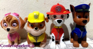 Stampo in silicone del viso dei Paw Patrol. Chase, Marshall, Rubble e Skye.