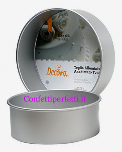 Tortiera 15 cm. Decora. Teglia Professionale Tonda e Dritta. Altezza 10 cm. Alluminio Anodizzato