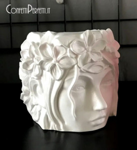 Viso Donna con Corona di Fiori. Stampo in silicone per Vaso Fioriera di 10 cm