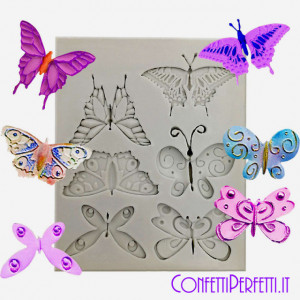 6 Farfalle decorate. Alta risoluzione. Stampo in silicone