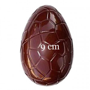 9 cm. Uovo di Pasqua di Cioccolato con Venature. Doppio stampo in policarbonato
