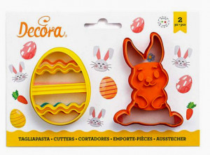 Coniglio e Uovo decorato. Pasqua. Due Tagliabiscotti Decora