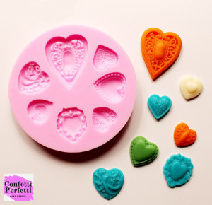 Cuori decorati. Stampo in silicone