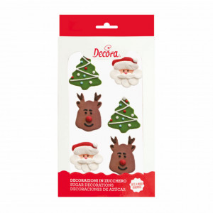 Decorazioni Natale. Set di 6 Decorazioni In Zucchero. Decora