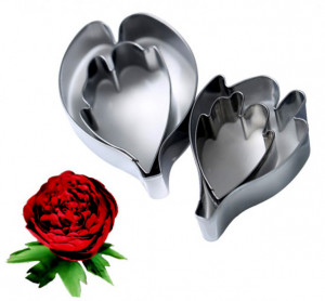 Peonia. Set di 4 Cutter. Foglia e Petalo. Stampo in metallo