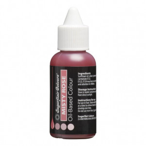 Rosa. MISTY ROSE. Colorante a base Olio per Cioccolato, Crema al burro, Pasta di Zucchero e Panna. 30 ml. Sugarflair