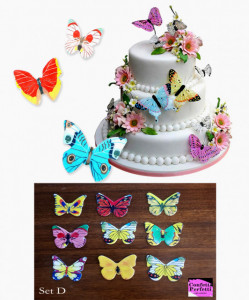 Set D. Farfalle volanti in Wafer Paper edibili. Cake Topper