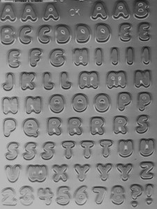 Stampo Alfabeto e Numeri in policarbonato flessibile.