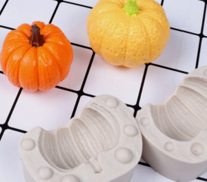 Zucca. Grande stampo 3/D Halloween in silicone di 4.6 x 6.7 cm. Halloween Pumpkin Mold