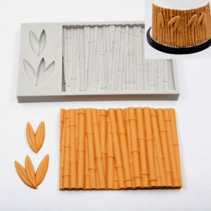 Bamboo Legno Steccato con foglie. Stampo in silicone