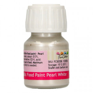 Bianco Perla Metallizzato in Gel. Anche Vernice per pittura. Grande confezione 30 ml. Funcakes