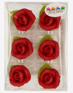 Confezione di 6 fantastiche Rose Rosse di Marzapane con foglia!!