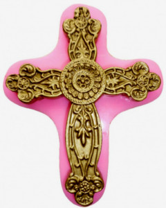 Grande Croce Barocca decorata di 17 x 13.5 cm. Stampo in silicone