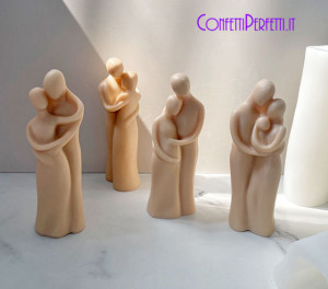 Innamorati con Donna Incinta e con Bambino. Set di 4 Stampi stilizzati in silicone anche per Candele