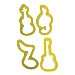 Musica. Stampo di Violino, Chiave di violino, Nota musicale e Chitarra.