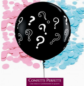 Punti Interrogativi ???? Boy or Girl. Gender Reveal. Palloncino in Lattice di 45 cm. Gonfiabile a Elio o Aria con Coriandoli