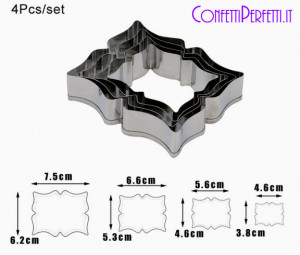 Set di 4 grandi Cornici decorative in metallo. 5 /E. Stampo Cutter Tagliapasta Cornice